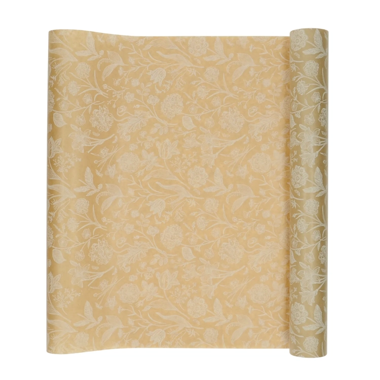 Kraft florist's paper - floral pattern, 50 cm x 10 m