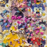 Pressed flowers - mixed set with gypsophila ~60 pcs 