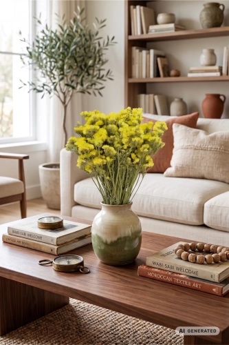 Dried yellow Limonium - bunch - dried flowers