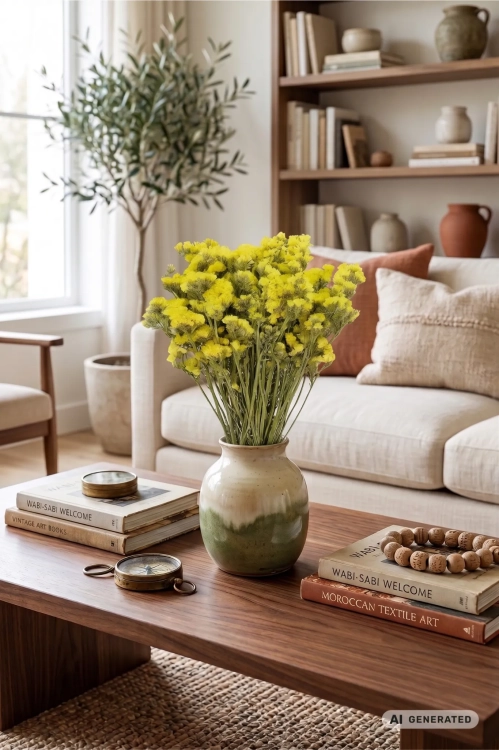 Dried yellow Limonium - bunch - dried flowers